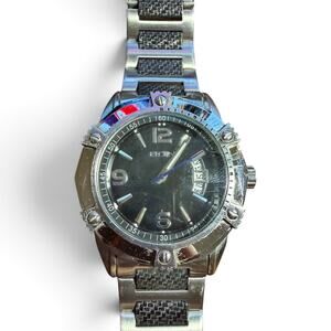 Elgin Luxury Diver Wristwatch for Men, Silver Stainless Steel, Black Dial